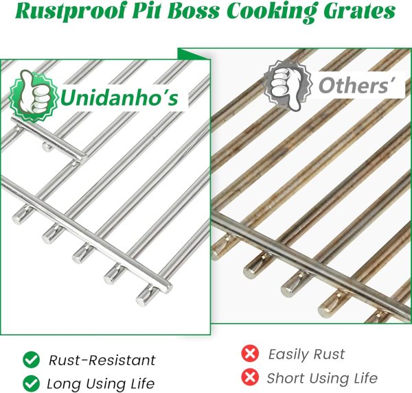 Unidanho Stainless Steel Grill Grates Pit Boss Compatible-7