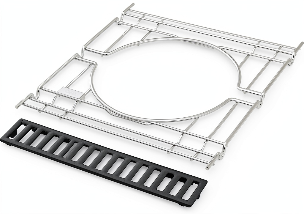 Weber grill grids installed on a Weber grill showcasing polished finish