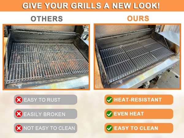 PETKAO Grill Grates Cast Iron Stainless Steel Replacement-4