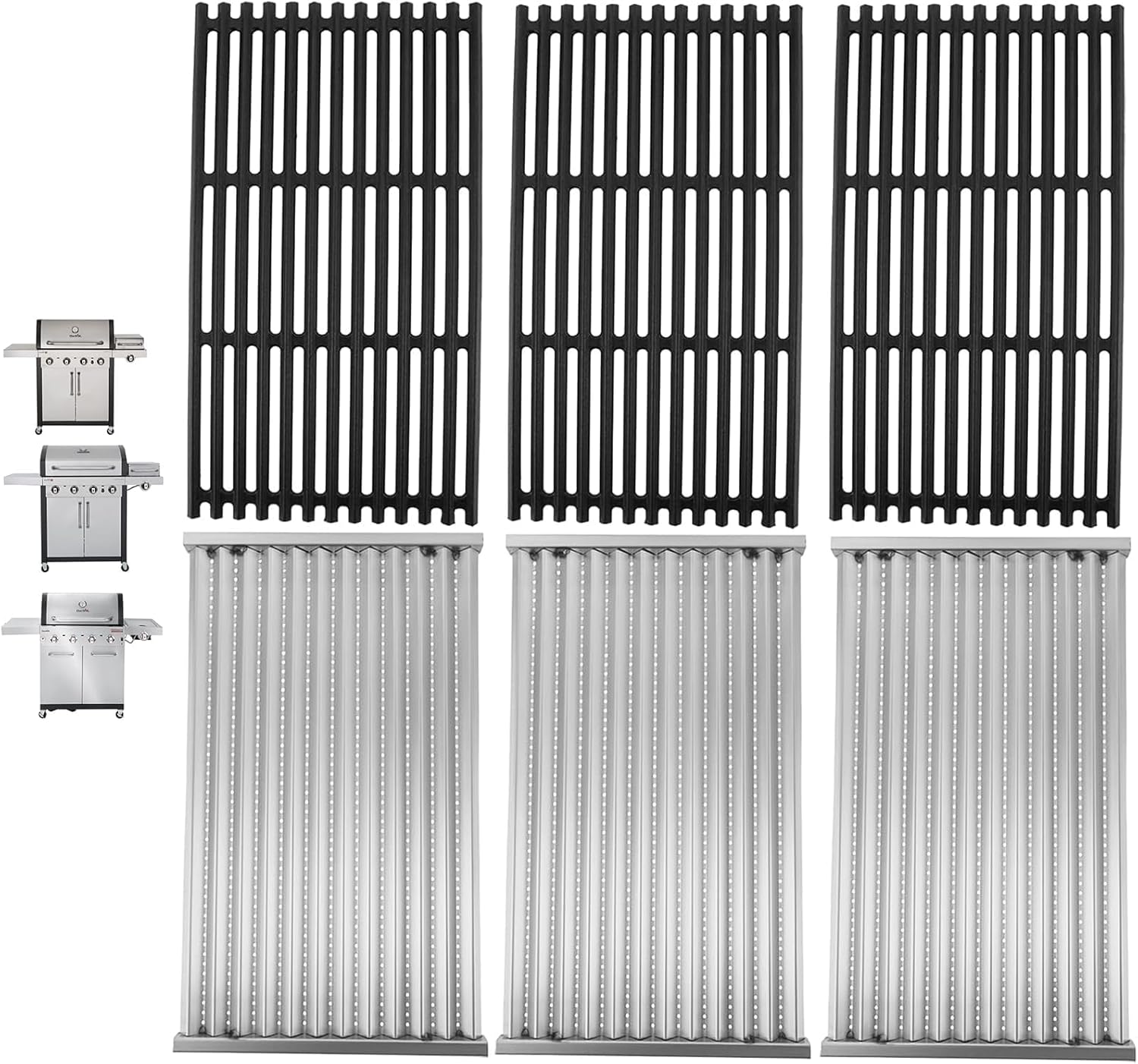 Installing PETKAO Grill Grates Cast Iron Stainless Steel Replacement on a wooden workbench