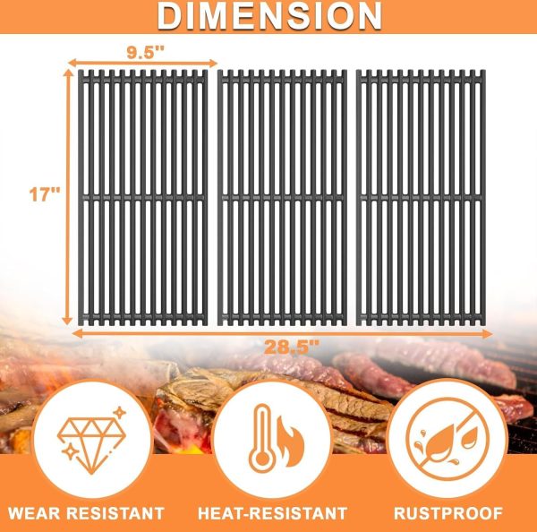 PETKAO Grill Grates Cast Iron Stainless Steel Replacement-3