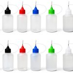 12 Pcs Precision Tip Applicator Bottles, 1 Ounce Translucent Glue Bottles, with 2 Mini Funnel for Paper Quilling DIY Craft, Multicolor Lids-0